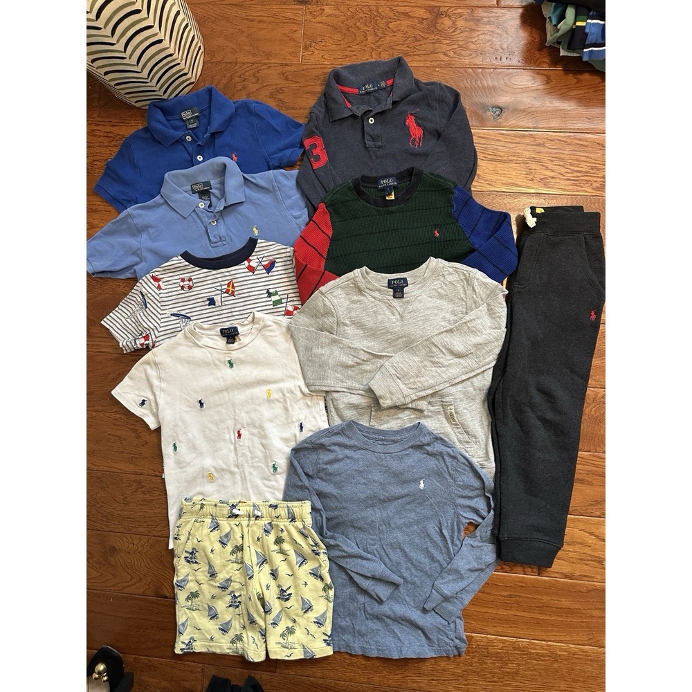 Polo Ralph Lauren Boys Size 6T 7T Clothing Lot Bundle 9 Pcs Joggers Polo Shirts